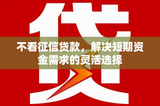 独山不看征信贷款，解决短期资金需求的灵活选择