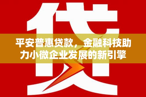 独山平安普惠贷款，金融科技助力小微企业发展的新引擎