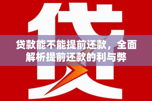 独山贷款能不能提前还款，全面解析提前还款的利与弊