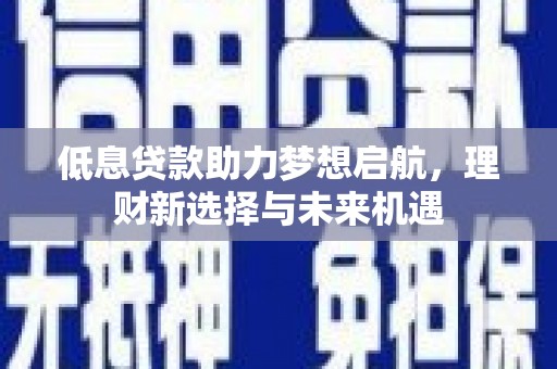 独山低息贷款助力梦想启航，理财新选择与未来机遇